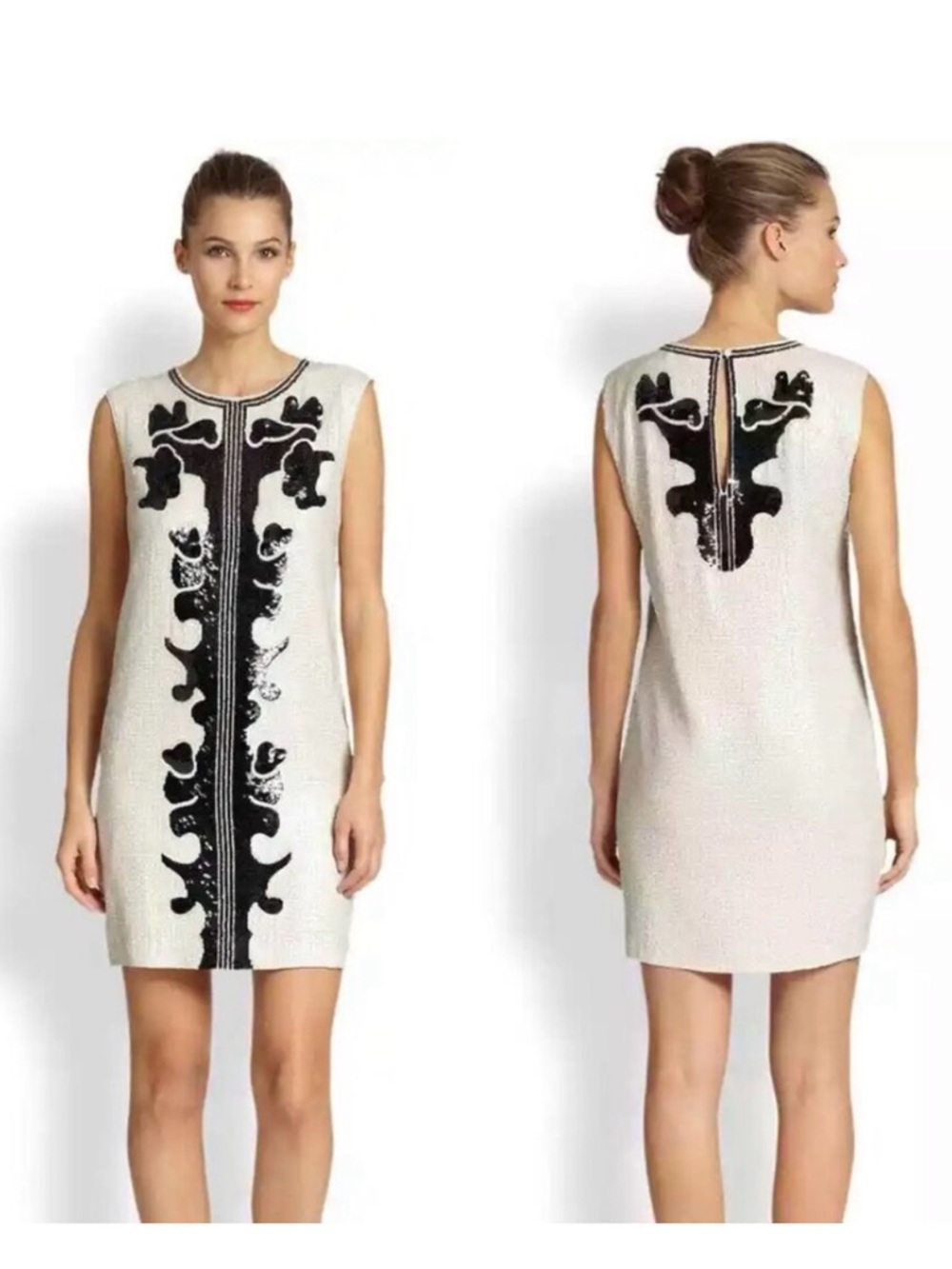 BCBGMaxAzria Geri Dust Combo Sequin Motif Shift Dress Size S